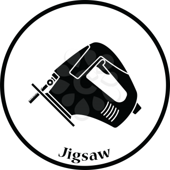 Icon of jigsaw icon. Thin circle design. Vector illustration.
