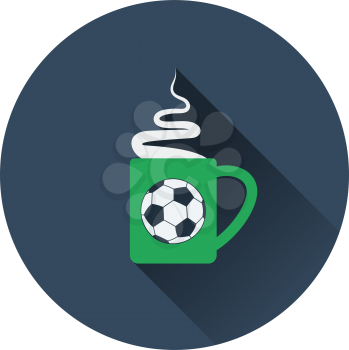 Football fans coffee cup with smoke icon. Flat color design. Vector illustration.