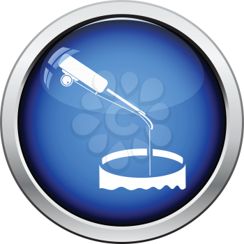 Icon of Fishing winter tackle . Glossy button design. Vector illustration.