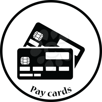 Credit card icon. Thin circle design. Vector illustration.