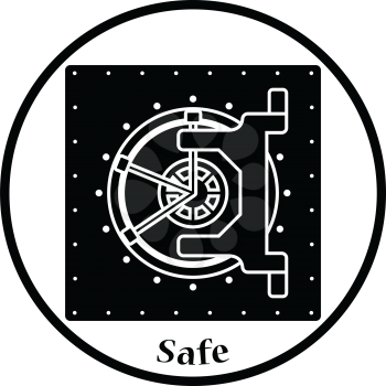 Safe icon. Thin circle design. Vector illustration.