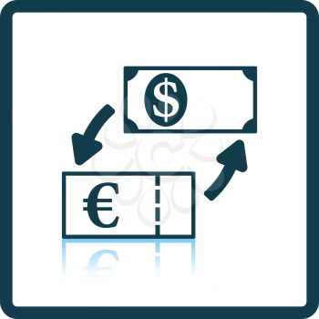 Currency dollar and euro exchange icon. Shadow reflection design. Vector illustration.