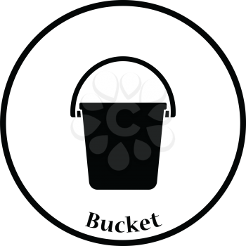 Icon of bucket. Thin circle design. Vector illustration.