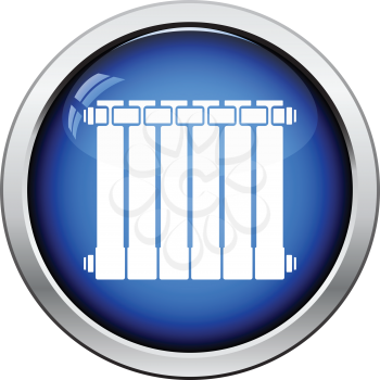 Icon of Radiator. Glossy button design. Vector illustration.