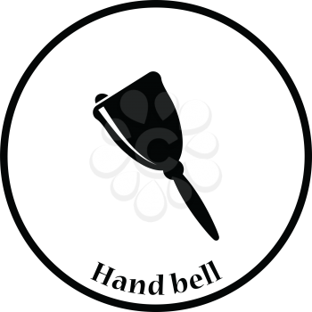 Icon of School hand bell. Thin circle design. Vector illustration.