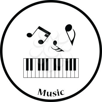 Icon of Piano keyboard. Thin circle design. Vector illustration.