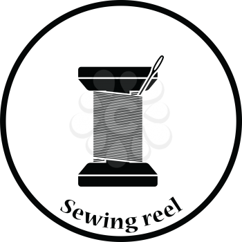 Sewing reel with thread icon. Thin circle design. Vector illustration.
