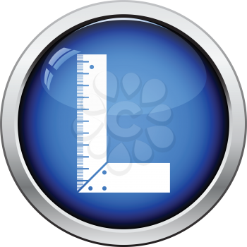 Icon of setsquare. Glossy button design. Vector illustration.