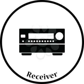 Home theater receiver icon. Thin circle design. Vector illustration.