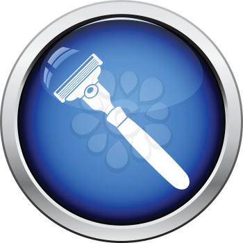 Safety razor icon. Glossy button design. Vector illustration.
