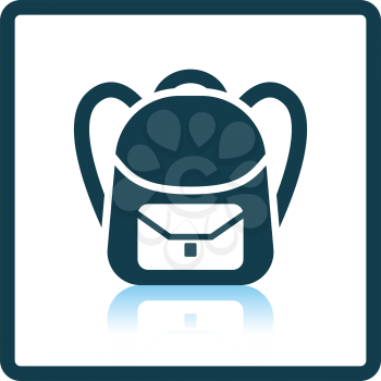 Icon of School rucksack. Shadow reflection design. Vector illustration.