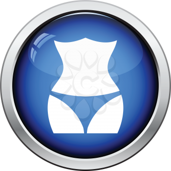 Slim waist icon. Glossy button design. Vector illustration.
