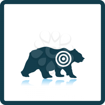 Bear silhouette with target  icon. Shadow reflection design. Vector illustration.