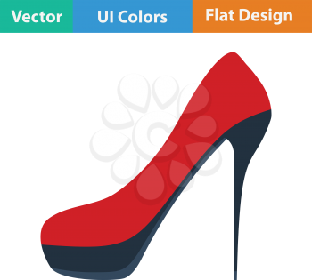 Female shoe with high heel icon. Flat design. Vector illustration.