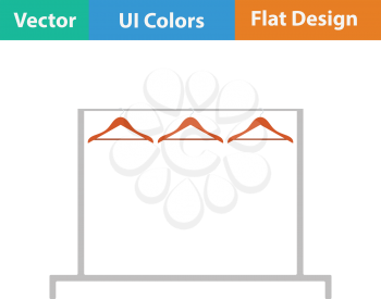 Clothing rail with hangers icon. Flat design. Vector illustration.