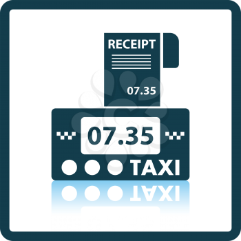 Taxi meter with receipt icon. Shadow reflection design. Vector illustration.