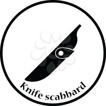 Knife scabbard icon. Thin circle design. Vector illustration.