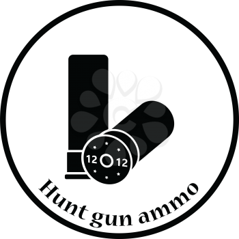 Hunt gun ammo icon. Thin circle design. Vector illustration.