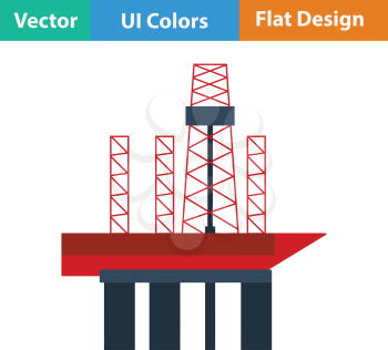 Oil sea platform icon. Flat color design. Vector illustration.
