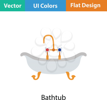 Bathtub icon. Flat color design. Vector illustration.
