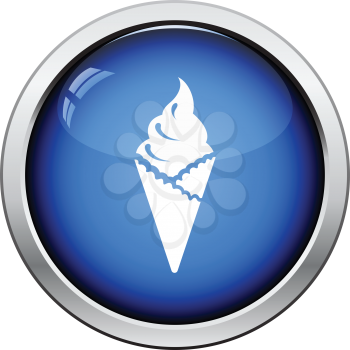 Ice cream icon. Glossy button design. Vector illustration.