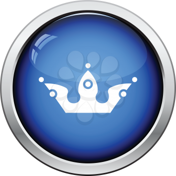 Party crown icon. Glossy button design. Vector illustration.