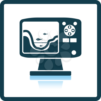 Icon of echo sounder  . Shadow reflection design. Vector illustration.