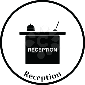 Hotel reception desk icon. Thin circle design. Vector illustration.