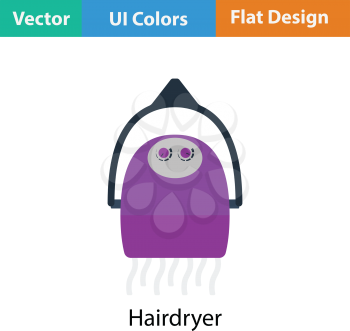 Hairdryer icon. Flat color design. Vector illustration.