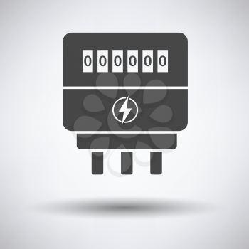 Electric meter icon on gray background, round shadow. Vector illustration.