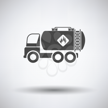 Fuel tank truck icon on gray background, round shadow. Vector illustration.