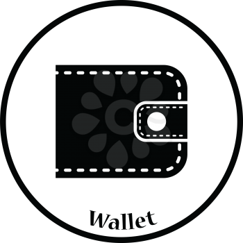 Wallet icon. Thin circle design. Vector illustration.
