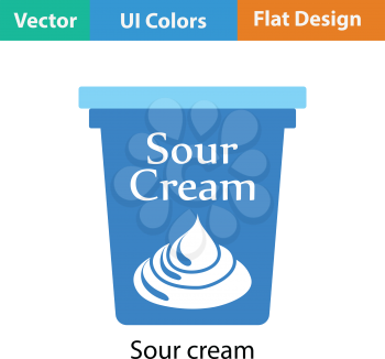 Sour cream icon. Flat color design. Vector illustration.