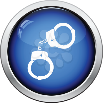Handcuff  icon. Glossy button design. Vector illustration.