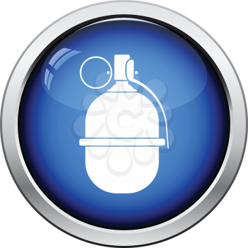 Attack grenade icon. Glossy button design. Vector illustration.