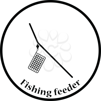 Icon of  fishing feeder net. Thin circle design. Vector illustration.