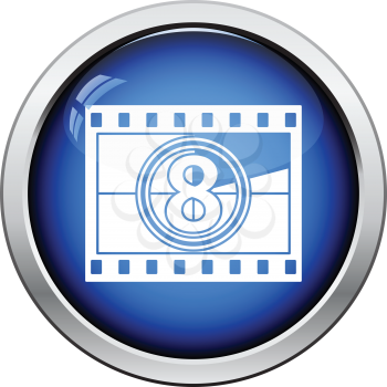 Movie frame with countdown icon. Glossy button design. Vector illustration.