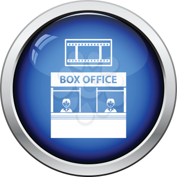 Box office icon. Glossy button design. Vector illustration.