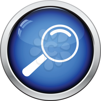 Icon of magnifier. Glossy button design. Vector illustration.
