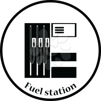 Fuel station icon. Thin circle design. Vector illustration.