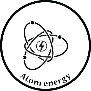 Atom energy icon. Thin circle design. Vector illustration.