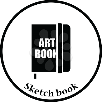 Sketch book icon. Thin circle design. Vector illustration.