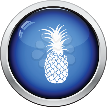 Icon of Pineapple. Glossy button design. Vector illustration.