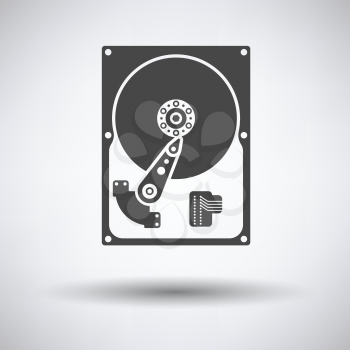 HDD icon on gray background, round shadow. Vector illustration.