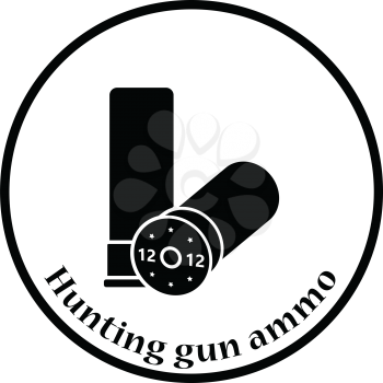 Ammo from hunting gun icon. Thin circle design. Vector illustration.