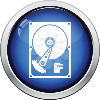 HDD icon. Glossy button design. Vector illustration.