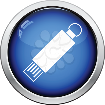 USB flash icon. Glossy button design. Vector illustration.