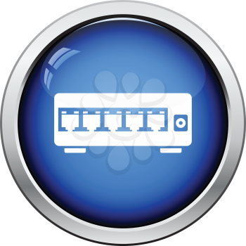 Ethernet switch icon. Glossy button design. Vector illustration.