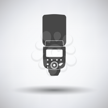 Icon of portable photo flash on gray background, round shadow. Vector illustration.