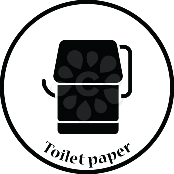 Toilet paper icon. Thin circle design. Vector illustration.